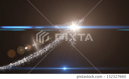 An upward arrow drawn with light particles and a path to success 132327660
