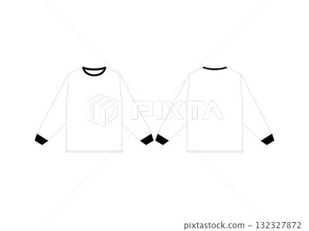 Ringer T-shirt Long Sleeves Template 132327872