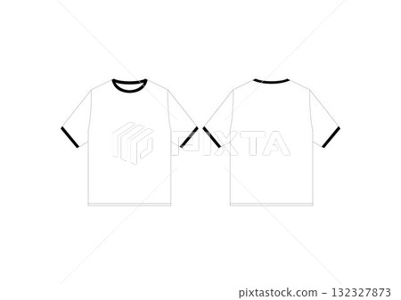 Ringer T-shirt Short Sleeves Template 132327873