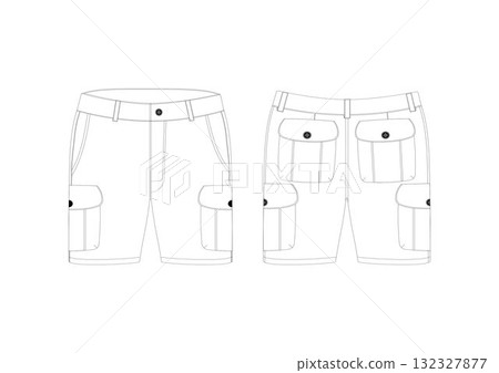 Short Pants Cargo Template 132327877