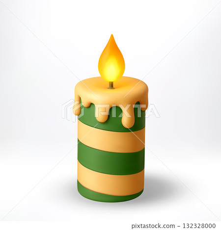 3D Striped green and orange burning candle 3D Striped green and orange burning candle 132328000