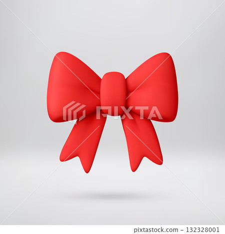 Red gift bow on white background. 132328001