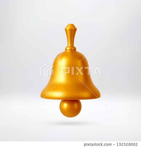 Golden bell 3d icon for notification or alert 132328002