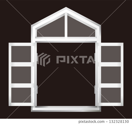 White window illustration. Door open. Vector illustration. 132328130