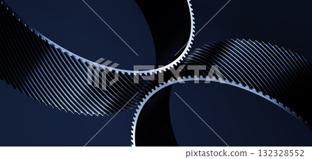 3D Abstract Technology Design with Black Helios Gears on Dark Background 132328552