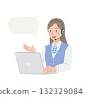 A call center woman answering the phone 132329084