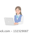 Female office worker using a computer 132329087