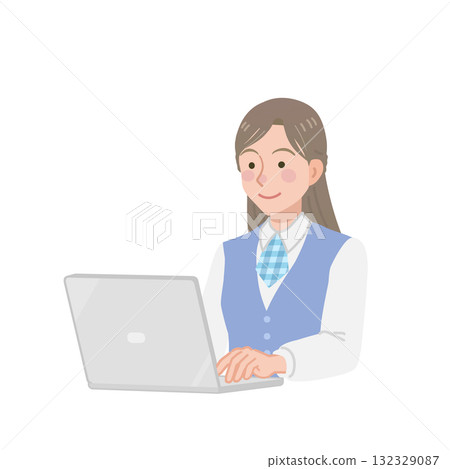 Female office worker using a computer Female office worker using a computer 132329087