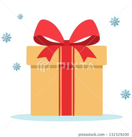 聖誕禮物盒向量圖示-帶有紅色絲帶的禮物 132329200