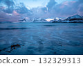 Winter Evening on the Fjord Beach 132329313