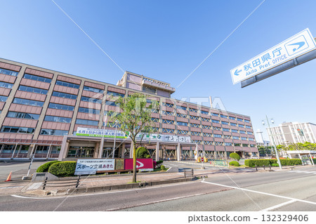 秋田縣秋田市秋田縣政府辦公室在晴天 132329406