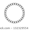 Star circle frame. Round star shape border. European emblem design. Circular geometric badge. Vector illustration isolated on white background 132329554