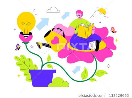 Personal Growth Vector Illustration Featuring Development Through Positive Habits, Lifelong Learning, Adaptability and Perseverance for Career Success Personal Growth Vector Illustration Featuring Development Through Positive Habits, Lifelong Learning, Adaptability and Perseverance for Career Success 132329663