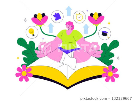 Personal Growth Vector Illustration Featuring Development Through Positive Habits, Lifelong Learning, Adaptability and Perseverance for Career Success Personal Growth Vector Illustration Featuring Development Through Positive Habits, Lifelong Learning, Adaptability and Perseverance for Career Success 132329667