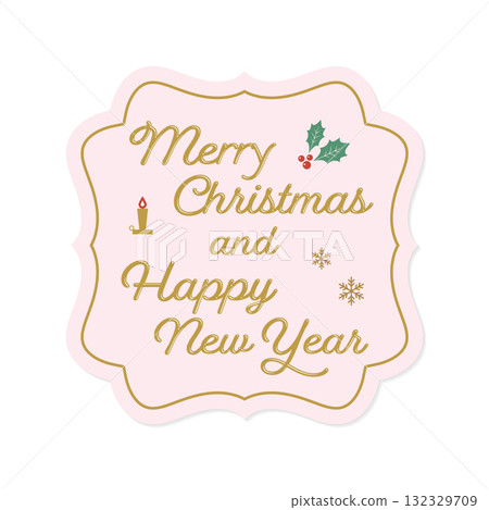 Cute pink classic frame Christmas card 132329709