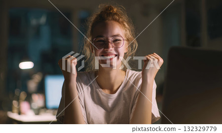 Businesswoman presenting data analysis smiling confident professional formal suit office growth chart teamwork leadership meeting Businesswoman presenting data analysis smiling confident professional formal suit office growth chart teamwork leadership meeting 132329779