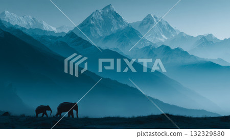 Halloween pumpkin glowing on dark path, spooky house in foggy forest, eerie atmosphere, autumn night, scary mood 132329880