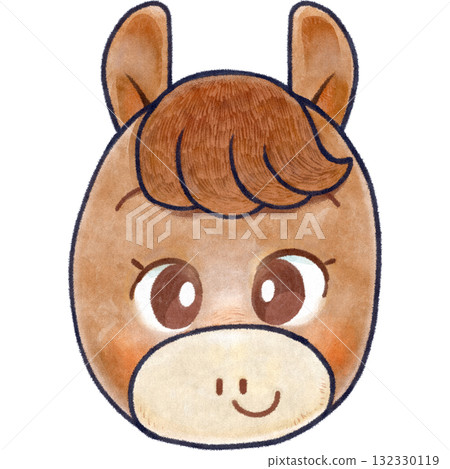 Deformed horse face raster illustration 132330119
