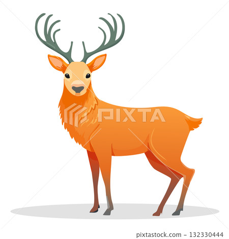 Christmas deer vector illustration - reindeer with antlers holiday design 132330444