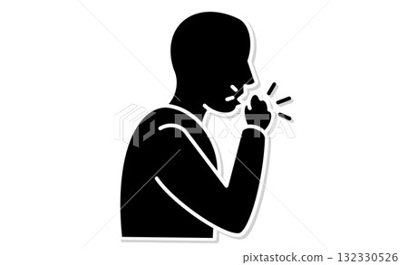 咳嗽的人的線條畫插圖圖標 132330526
