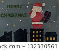 聖誕老人攜帶聖誕禮物的插圖拼貼風格 132330561
