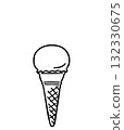 Simple hand-drawn line drawing illustration of ice cream (single) 132330675