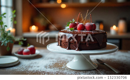 時尚的巧克力蛋糕形象 132330706