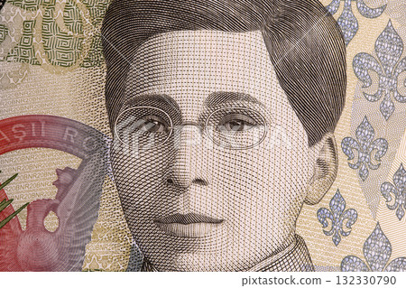 Ecaterina Teodoroiu a closeup portrait from Romanian money 132330790