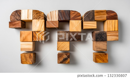 Wooden blocks representing uncertainty and decision-making Wooden blocks representing uncertainty and decision-making 132330807