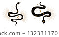 Stylized Kundalini snake vector collection inspired by sacred geometry and mystical power. Abstract serpent symbols of energy flow spiritual awakening balance and inner peace design. 132331170