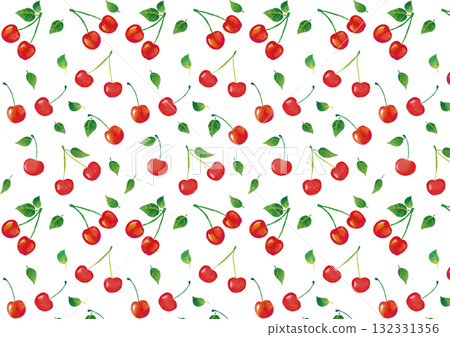 水彩風格鮮紅的櫻桃圖案 132331356