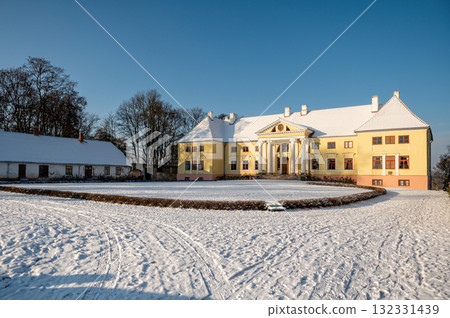 Neoclassical building of Durbe Manor (built in 1671, remodeled in 1820) in Tukums town 132331439