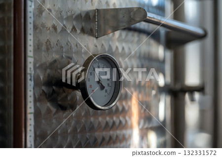 thermometer used to control the temperature in fermentation tank for wine 132331572