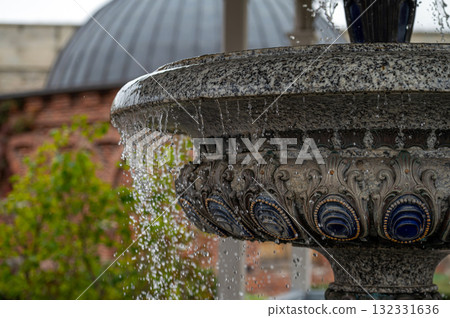 Closeup of the fountain in the Akhaltsikhe (Rabati) palace garden Closeup of the fountain in the Akhaltsikhe (Rabati) palace garden 132331636