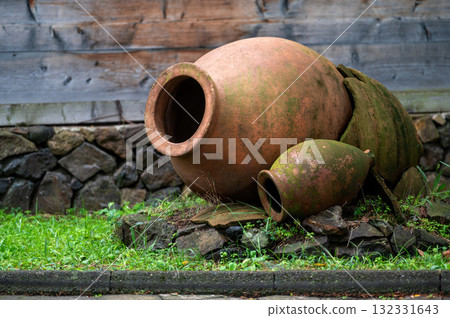 Georgian traditional big jugs kvevri for wine making Georgian traditional big jugs kvevri for wine making 132331643