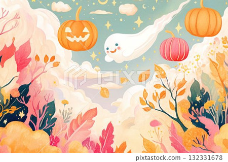 Pumpkin Cloud and Smiling Ghost Pumpkin Cloud and Smiling Ghost 132331678