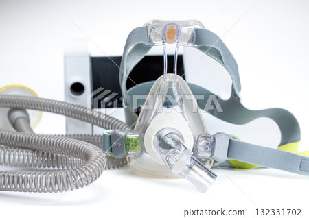 CPAP machine with mask and hose, for people with sleep apnea, respiratory, or breathing disorder CPAP machine with mask and hose, for people with sleep apnea, respiratory, or breathing disorder 132331702