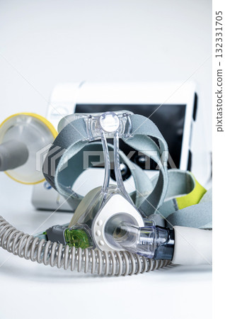 CPAP machine with mask and hose, for people with sleep apnea, respiratory, or breathing disorder 132331705