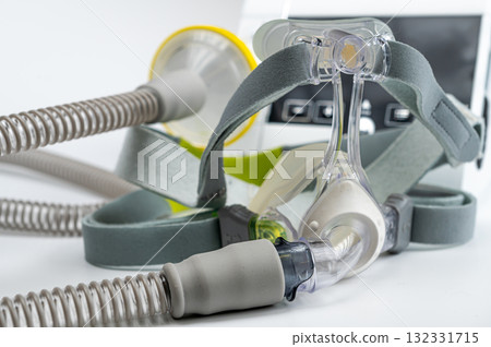 CPAP machine with mask and hose, for people with sleep apnea, respiratory, or breathing disorder 132331715