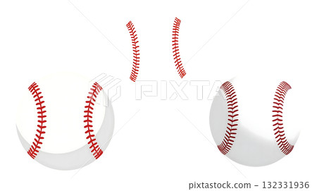 Illustration material of a baseball ball on a white background Illustration material of a baseball ball on a white background 132331936