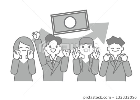 一位商人因加薪而高興的插圖（單色） 132332056