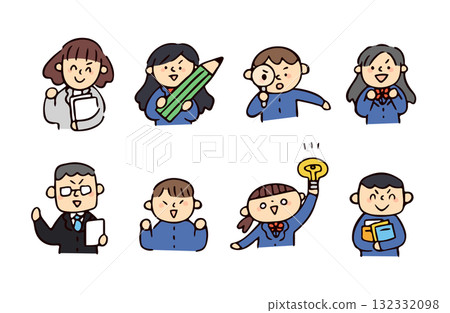 Teacher and student illustration set Teacher and student illustration set 132332098
