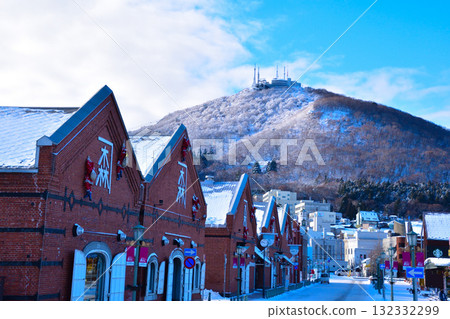 Winter Hakodate Red Brick Warehouses Mount Hakodate 132332299