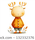 Cute watercolor illustration of kid antelope doll 132332376