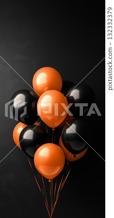 Halloween Balloons on a Black Background 132332379