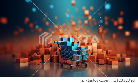 Stylized illustration featuring shopping concept Stylized illustration featuring shopping concept 132332386