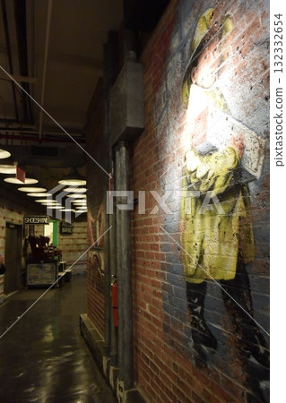 Wall display of people at Chelsea Market in New York Wall display of people at Chelsea Market in New York 132332654