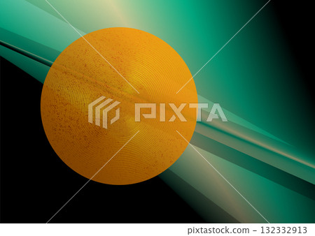 Abstract golden circle with grunge grainy texture on the turquoise background 132332913