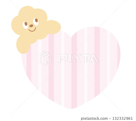 Cute illustration of happy flower and pink stripe heart for decoration, print, label, sticker, cartoon, cute patches, brooch, pin, name tag, text bubble, sticker, nature, floral print, comic, icon Cute illustration of happy flower and pink stripe heart for decoration, print, label, sticker, cartoon, cute patches, brooch, pin, name tag, text bubble, sticker, nature, floral print, comic, icon 132332961