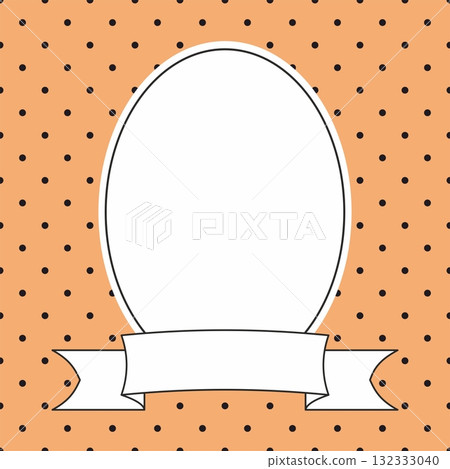 Hand drawn vector decorative frame on polka dots background  132333040